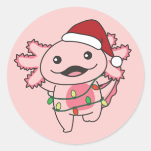 Axolotl Christmas Winter Animals Axolotls Classic Runder Aufkleber