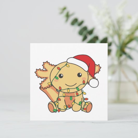 Axolotl Christmas Winter Animals Axolotls Einladung (Stehend Vorderseite)