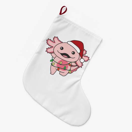 Axolotl Christmas Winter Animals Axolotls Großer Weihnachtsstrumpf (Vorderansicht (hängend))