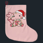 Axolotl Christmas Winter Animals Axolotls Large Ch Großer Weihnachtsstrumpf<br><div class="desc">Die axolotl zu Weihnachten mit Feenlicht. Hübsche Tiere mit Geschenken und Schnee für den Urlaub. Ein süßes Weihnachtsgrüßen. Axolotls sind niedliche Tiere und perfekt zu Weihnachten.</div>