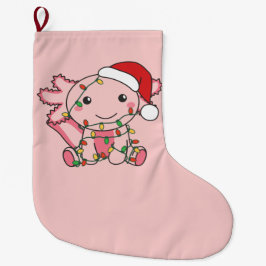 Axolotl Christmas Winter Animals Axolotls Large Ch Großer Weihnachtsstrumpf