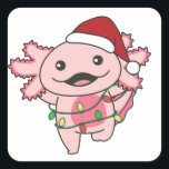 Axolotl Christmas Winter Animals Axolotls Square S Quadratischer Aufkleber<br><div class="desc">Die axolotl zu Weihnachten mit Feenlicht. Hübsche Tiere mit Geschenken und Schnee für den Urlaub. Ein süßes Weihnachtsgrüßen. Axolotls sind niedliche Tiere und perfekt zu Weihnachten.</div>
