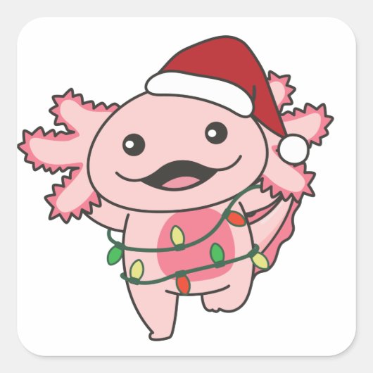 Axolotl Christmas Winter Animals Axolotls Square S Quadratischer Aufkleber (Vorderseite)