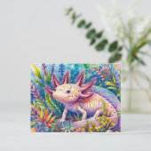 Axolotl Colorful Botanic Postkarte (Stehend Vorderseite)