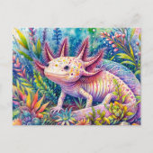 Axolotl Colorful Botanic Postkarte (Vorderseite)