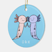 Axolotl Couple Einzigartiger Individuelle Name Keramik Ornament (Links)
