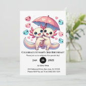 Axolotl Couple mit Umbrella zum Geburtstag Einladung (Stehend Vorderseite)