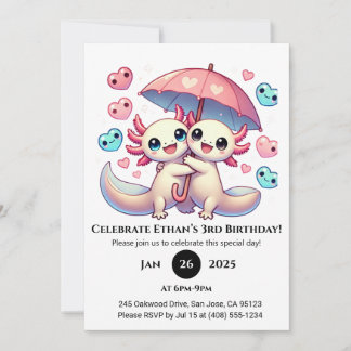 Axolotl Couple mit Umbrella zum Geburtstag Einladung
