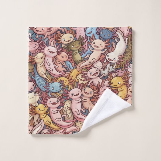 Axolotl Cuddle Crowd – Whimsical Smiles Everywhere Waschlappen (Waschlappen)