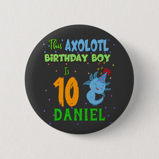 Axolotl Custom Birthday Boy Matching Button (Vorderseite)