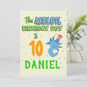 Axolotl Custom Birthday Boy Matching Einladung (Stehend Vorderseite)