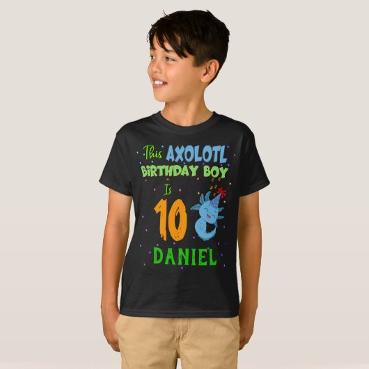 Axolotl Custom Birthday Boy Matching T-Shirt (Vorne ganz)