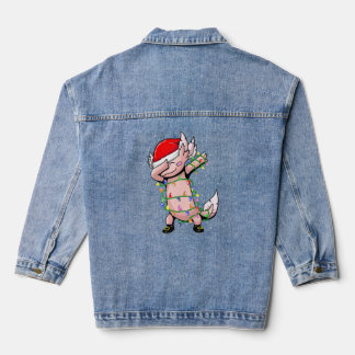 Axolotl Dabbing As Christmas Pajama Weihnachtsmann Jeansjacke