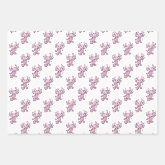 Axolotl Dabbing Wrapping Paper Sheets Geschenkpapier Set (Vorderseite 3)