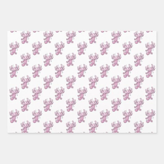 Axolotl Dabbing Wrapping Paper Sheets Geschenkpapier Set (Vorderseite 2)