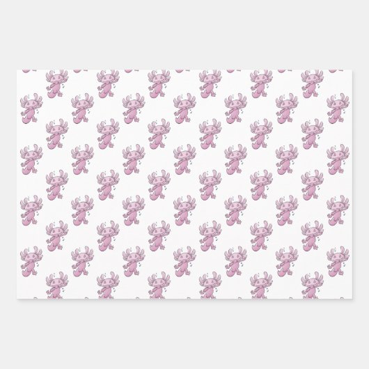 Axolotl Dabbing Wrapping Paper Sheets Geschenkpapier Set (Vorderseite)