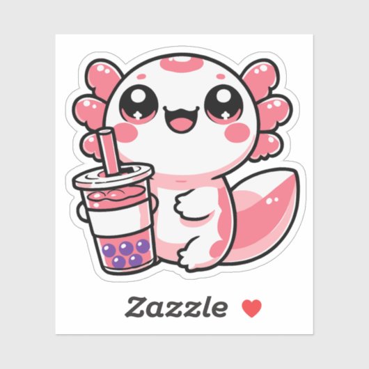 Axolotl Drink Bubble Tea Vinyl Stickers Aufkleber (Blatt)