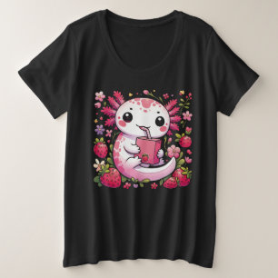 Axolotl Drink Japanese Strawberry Milk Große Größe T-Shirt