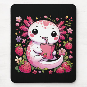 Axolotl Drink Japanese Strawberry Milk Mousepad