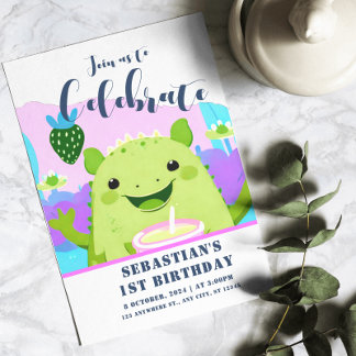 Axolotl Drink Milk 1. Geburtstag Einladung