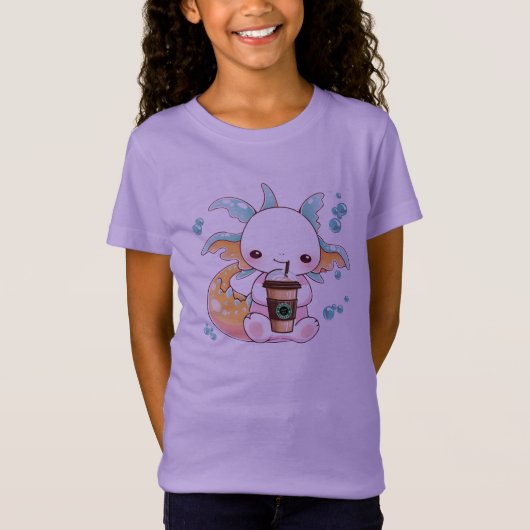 Axolotl Drinks Girls T-Shirt (Vorderseite)
