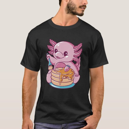Axolotl Eating Pancakes Cute T-Shirt (Vorderseite)