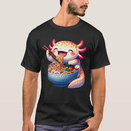 Axolotl Eating Ramen Anime Kawaii Japanisches Esse T-Shirt (Vorderseite)