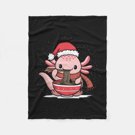 Axolotl Eating Ramen Christmas Pajama Tier Japan Fleecedecke (Vorderseite)