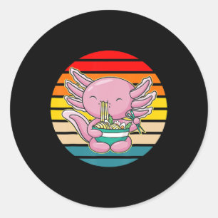 Axolotl Eating Ramen Kawaii Anime Japanese Food Ki Runder Aufkleber