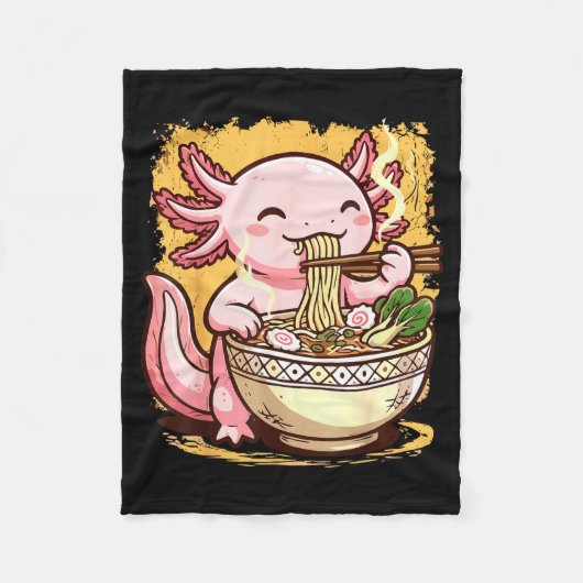 Axolotl Eating Ramen Noodles Fleecedecke (Vorderseite)