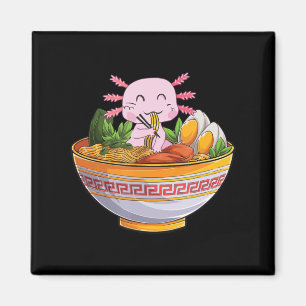 Axolotl Eating Ramen Noodles Kawaii Anime Gift Gif Magnet