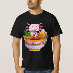 Axolotl Eating Ramen Noodles Kawaii Anime Gift Gif T-Shirt