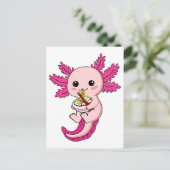 Axolotl Eating Ramen Noodles Kawaii Anime Postkarte (Stehend Vorderseite)