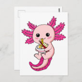 Axolotl Eating Ramen Noodles Kawaii Anime Postkarte (Vorne/Hinten)