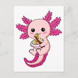 Axolotl Eating Ramen Noodles Kawaii Anime Postkarte