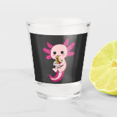 Axolotl Eating Ramen Noodles Kawaii Anime Schnapsglas (Vorderseite)