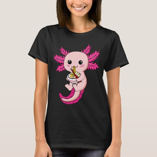 Axolotl Eating Ramen Noodles Kawaii Anime Women T-Shirt (Vorderseite)