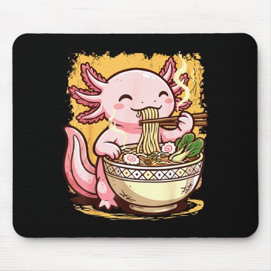 Axolotl Eating Ramen Noodles Mousepad (Vorne)