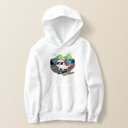 Axolotl fährt Skateboard Hoodie (Ablage )
