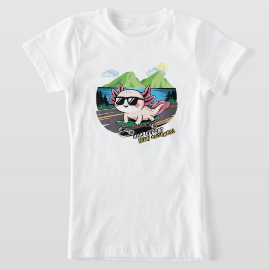 Axolotl fährt Skateboard T-Shirt (Ablage )