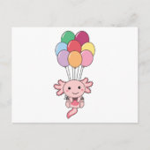 Axolotl fliegt mit farbenfrohen Balloons auf. Postkarte (Vorderseite)