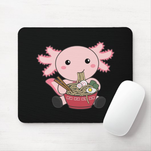 Axolotl Food Ramen Japanese Food Kawaii Animals Po Mousepad (Mit Mouse)