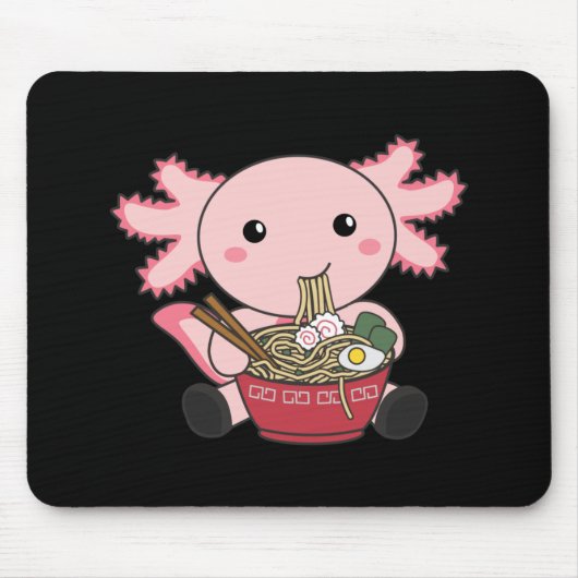 Axolotl Food Ramen Japanese Food Kawaii Animals Po Mousepad (Vorne)