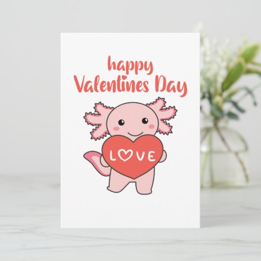 Axolotl For Valentine's Day Cute Animals With Einladung (Stehend Vorderseite)
