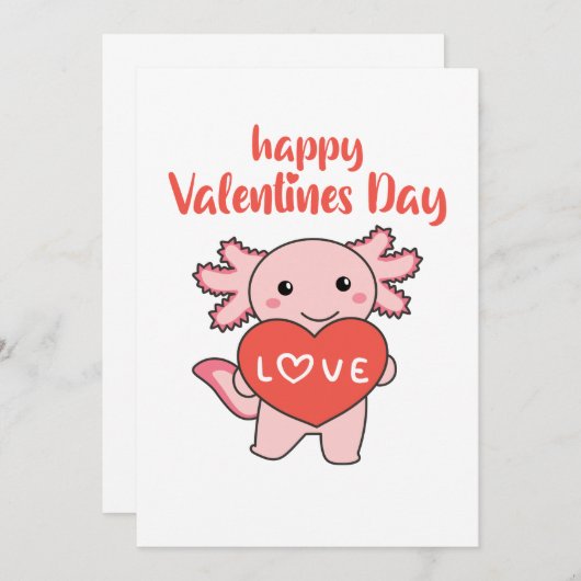 Axolotl For Valentine's Day Cute Animals With Einladung (Vorne/Hinten)
