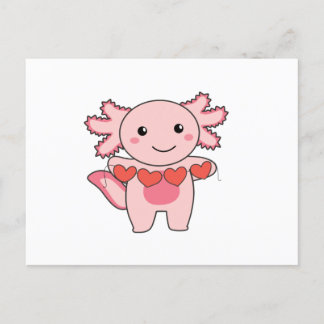 Axolotl For Valentine's Day Cute Animals With Feiertagspostkarte