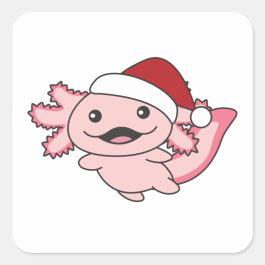 Axolotl Frohe Weihnachten Winter Axolotl Square St Quadratischer Aufkleber (Vorderseite)