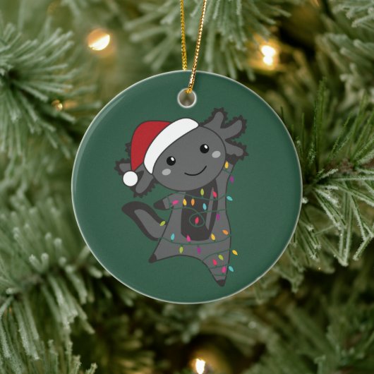 Axolotl Frohe Weihnachts Wintertiere Axolotls Ba Keramik Ornament (Baum)
