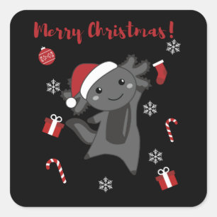 Axolotl Frohe Weihnachts Wintertiere Axolotls Quadratischer Aufkleber