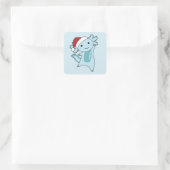 Axolotl Frohe Weihnachts Wintertiere Axolotls Quadratischer Aufkleber (Tasche)